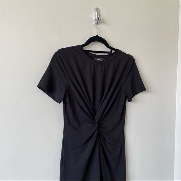 Theory-Black Knot Tee Mini Dress (Size:Small) - Picture 6 of 9